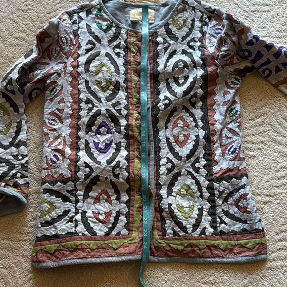 Vintage Territory Ahead Quilted Applique Boho Artsy Jacket Womens Med - Picture 14 of 17
